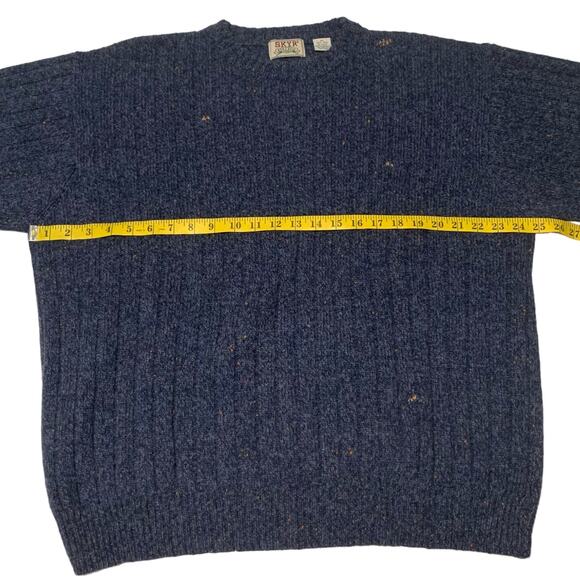 Men's SKYR Pullover XL Sweater 100% Wool Long Sleeves Heather Blue Speckled - Picture 3 of 7